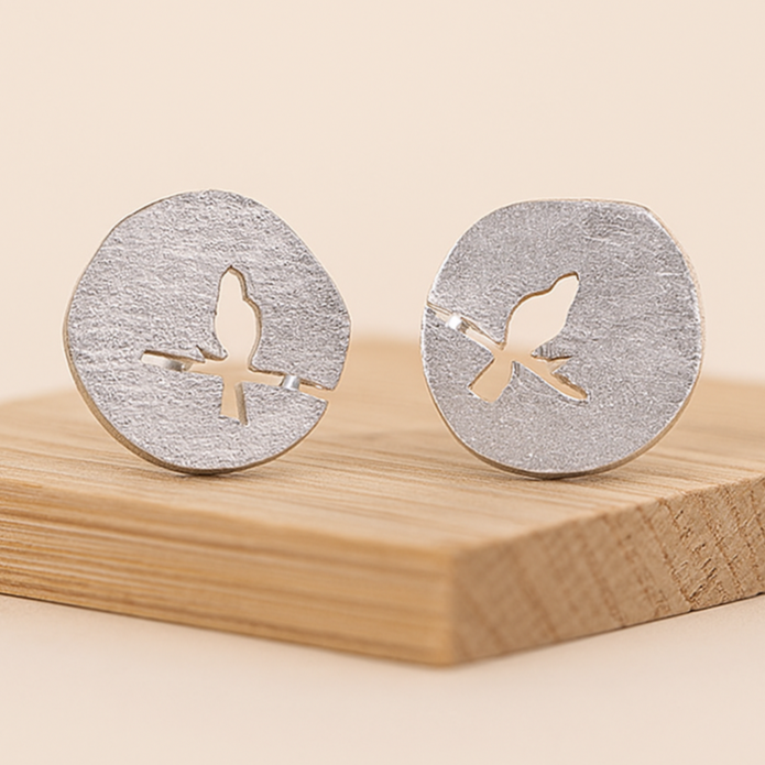 Mystic Bird Cutout Stud Earrings for Daily Protection