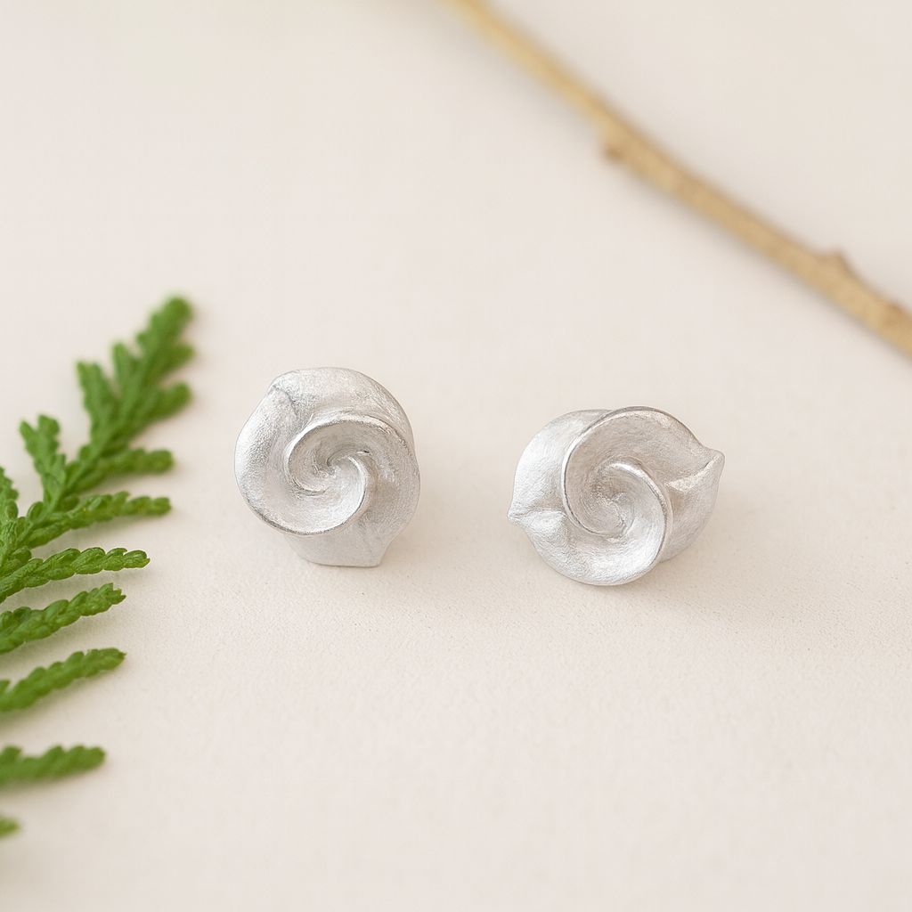 Spiral Leaf Stud Earrings Inspired by Nature’s Flow