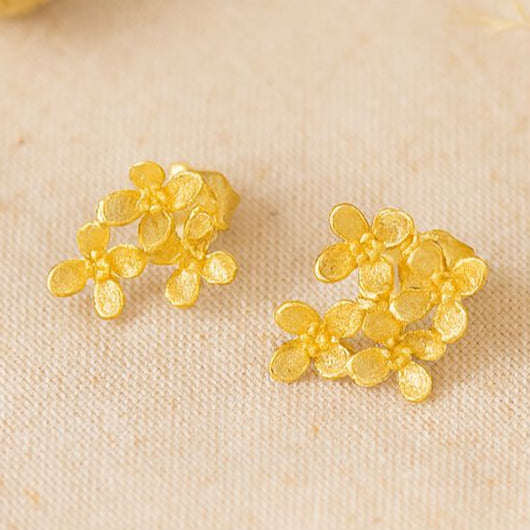 Gold Flower Stud Earrings for Women