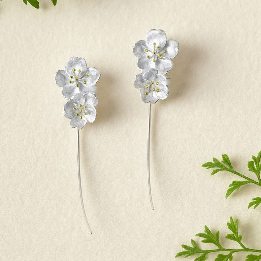 Floral Drop Earrings Gold or Silver