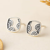Minimalist Cloud Pattern Stud Earrings in Geometric Frame