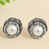 Vintage Pearl Flower Stud Earrings for Natural Elegance
