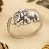 Silver Elephant Totem Ring for Wisdom & Protection