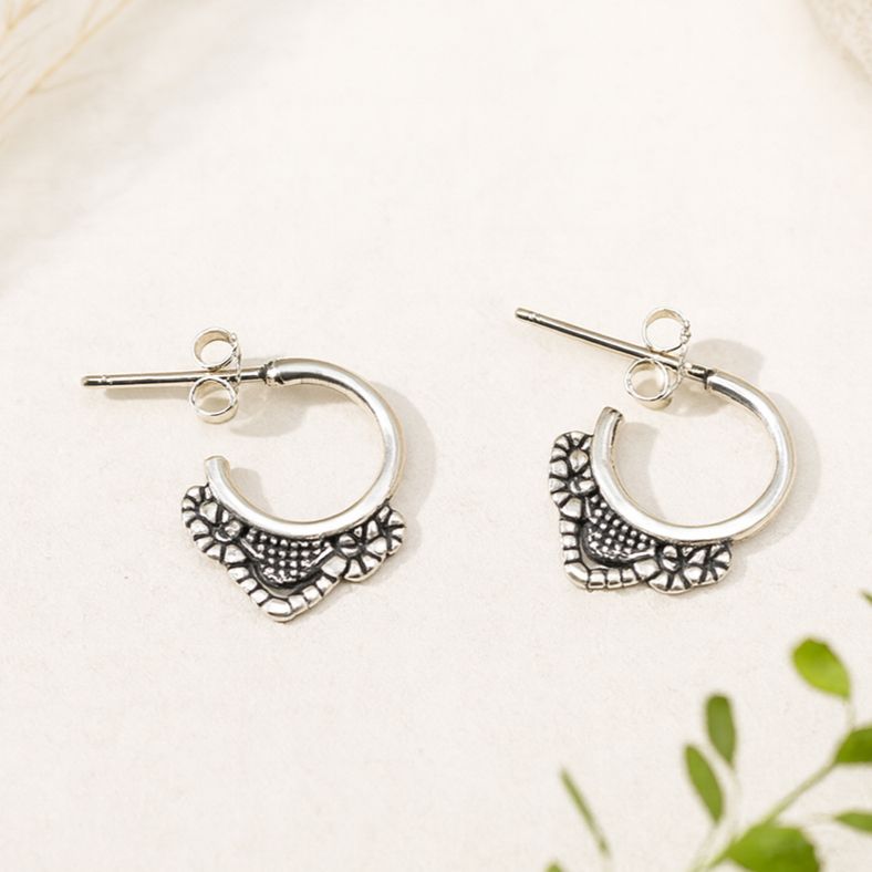 Boho Vintage Floral Hoop Earrings for Everyday Magic