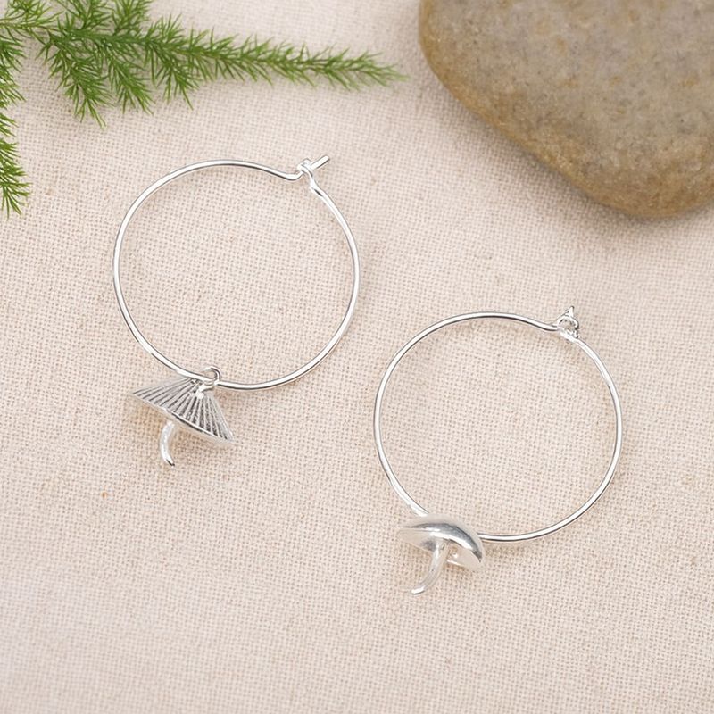 Whimsical Mushroom Hoop Earrings for Forest Spirit Energy
