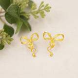 Bow Drop Earrings for Women Gold Silver