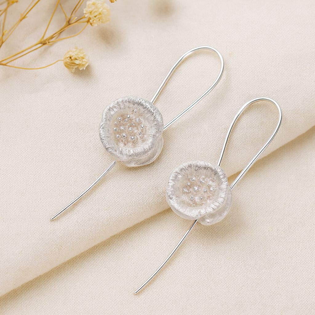 Frost Bloom Drop Earrings for Minimalist Spiritual Style