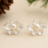 Petal Pearl Stud Earrings for Soft Goddess Serenity