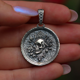 Gothic Skull and Rose Pendant for Spiritual Protection