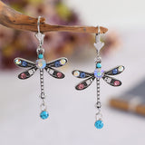 Colorful Dragonfly Earrings with Bohemian Crystal Gemstone Design