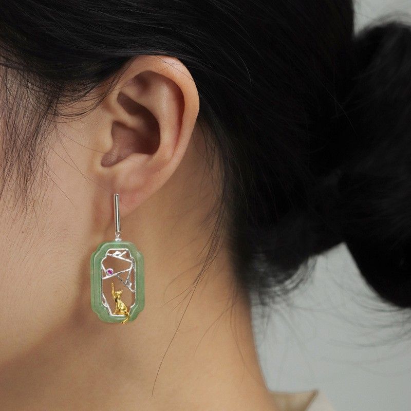 Leaf Drop Earrings Gold Silver Dangle Jewelry