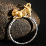 Golden Cat Spirit Ring for Playful Charm and Energy