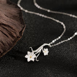 Blooming Spirit Flower Pendant Necklace in Silver
