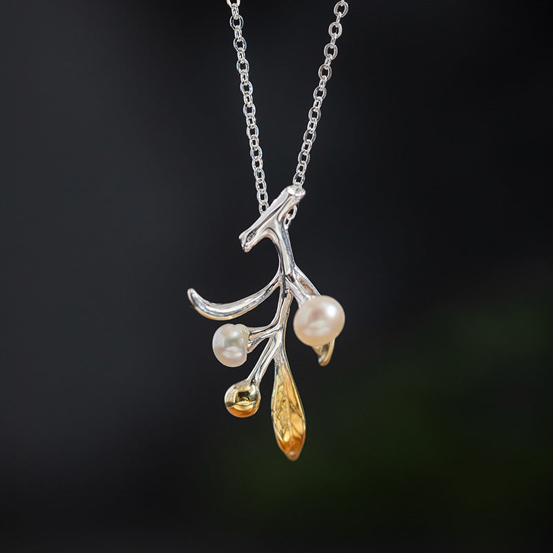 Mystic Branch Pearl Necklace for Growth and Moonlight Magic
