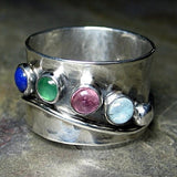 Colorful Gemstone Boho Ring with Healing Crystal Vibes