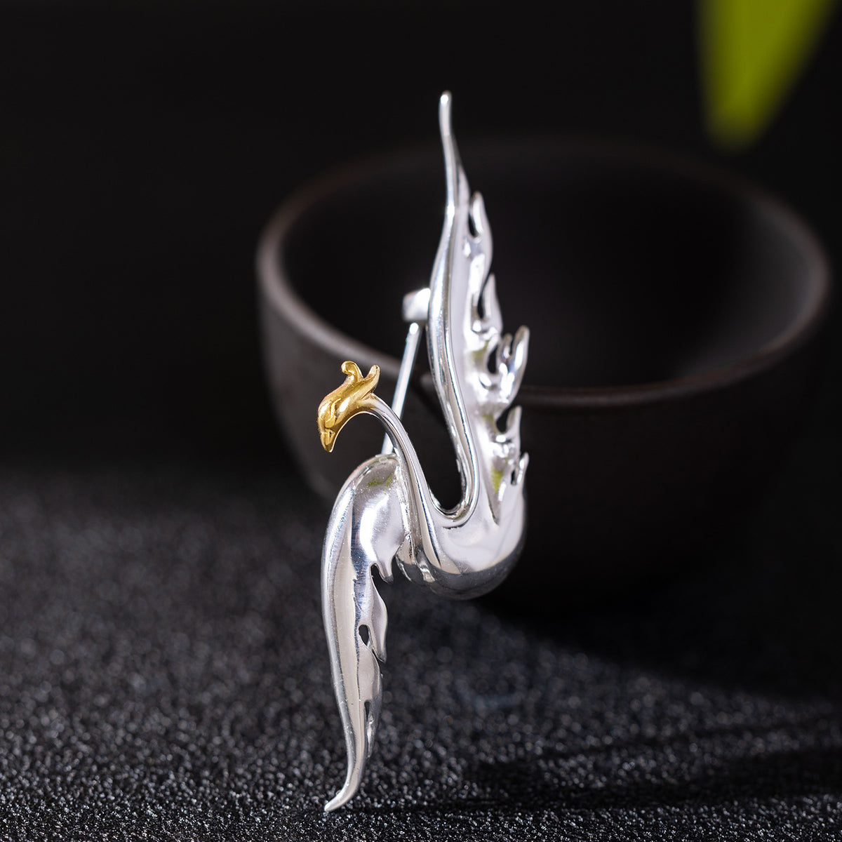 Phoenix Flame Brooch for Rebirth, Power and Divine Grace