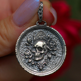 Gothic Skull and Rose Pendant for Spiritual Protection