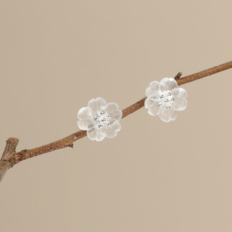 Frosted Plum Blossom Studs for Purity and Inner Strength