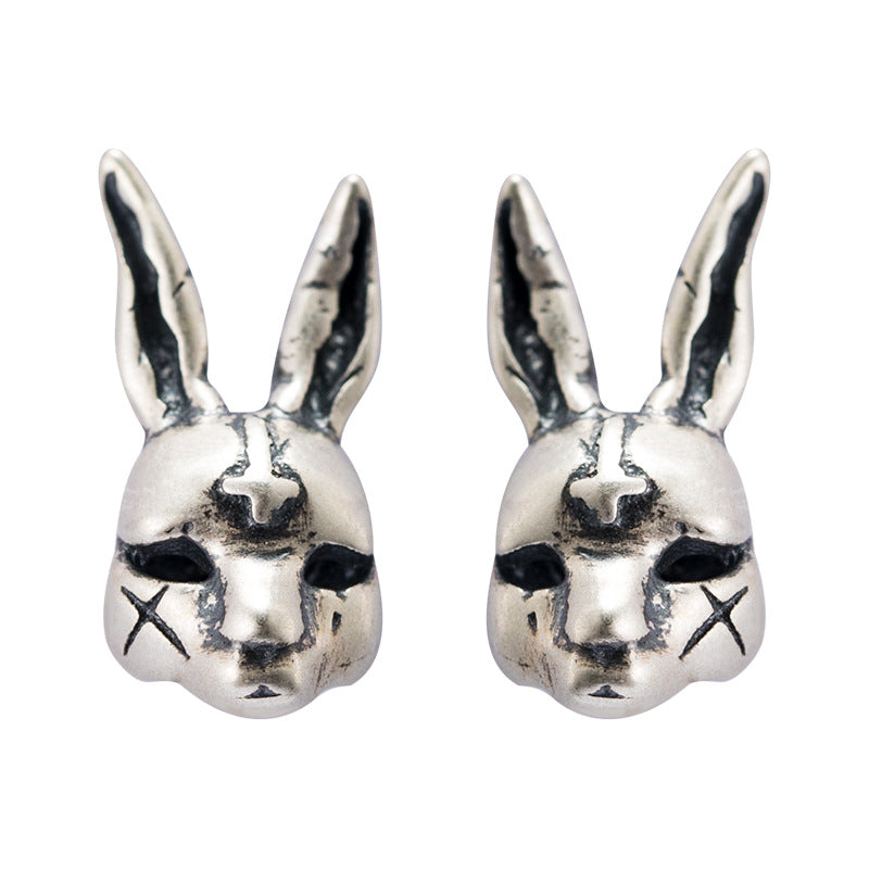 Mystic Bunny Mask Stud Earrings with Ritual Power