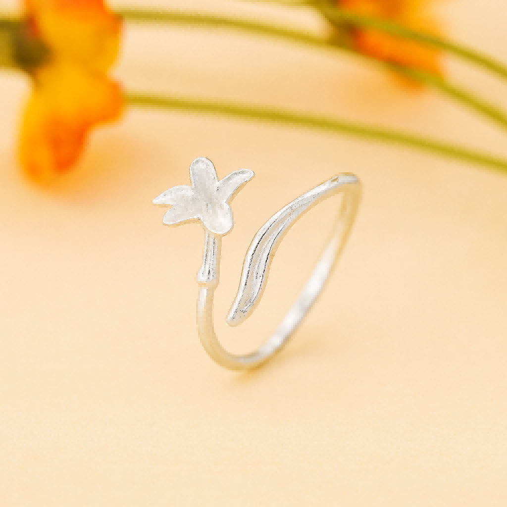 Blooming Spirit Flower Ring – Adjustable Nature Inspired Band