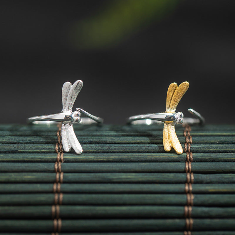 Golden Dragonfly Ring – Nature Spirit Adjustable Jewelry