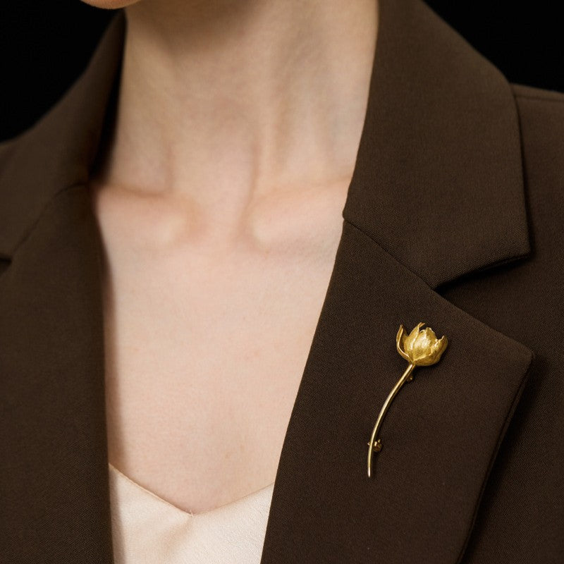 Tulip Bloom Brooch – Elegant Botanical Magic