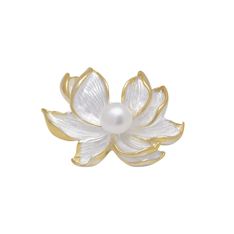 Lotus Blossom Pearl Brooch – Grace of the Moonpond