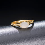 Golden Bamboo Moonstone Ring for Inner Calm & Clarity