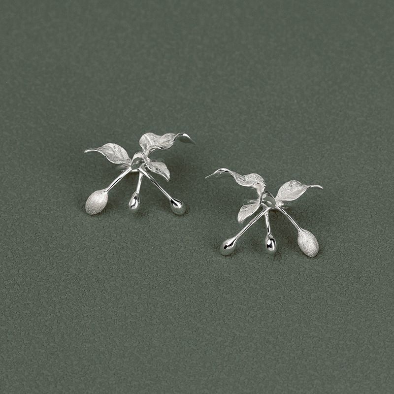 Leaf Drop Earrings Gold Silver Dangle Jewelry