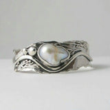 Organic Wave Band Ring with Baroque Pearl Centerpiece