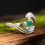 Mystic Stream Ring – Silver Wave with Green Stone