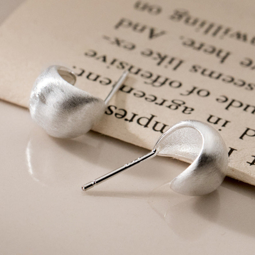 Brushed Dome Half-Hoop Earrings for Everyday Elegance