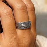 Sterling Silver Spinner Ring with Floral Petal Pattern