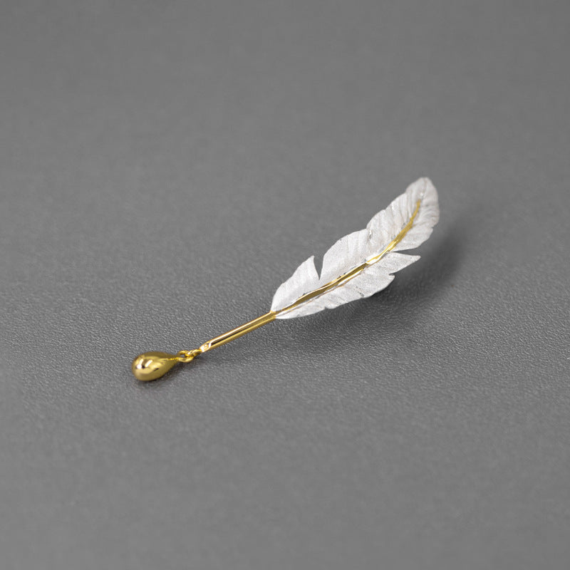 Feather Brooch for Women – Gold & Silver