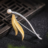 Golden Petal Pearl Brooch for Ethereal Goddess Energy