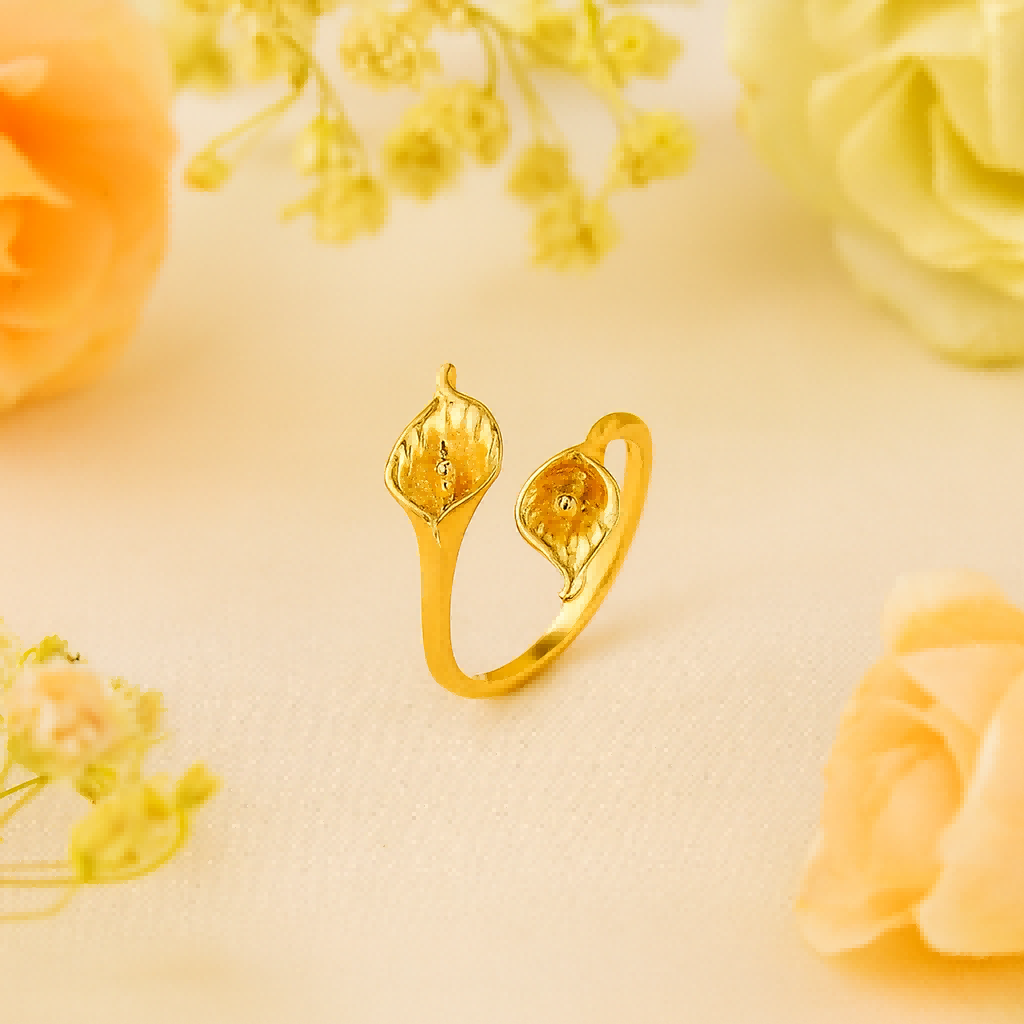 Adjustable Leaf Wrap Ring in Silver or Gold Finish