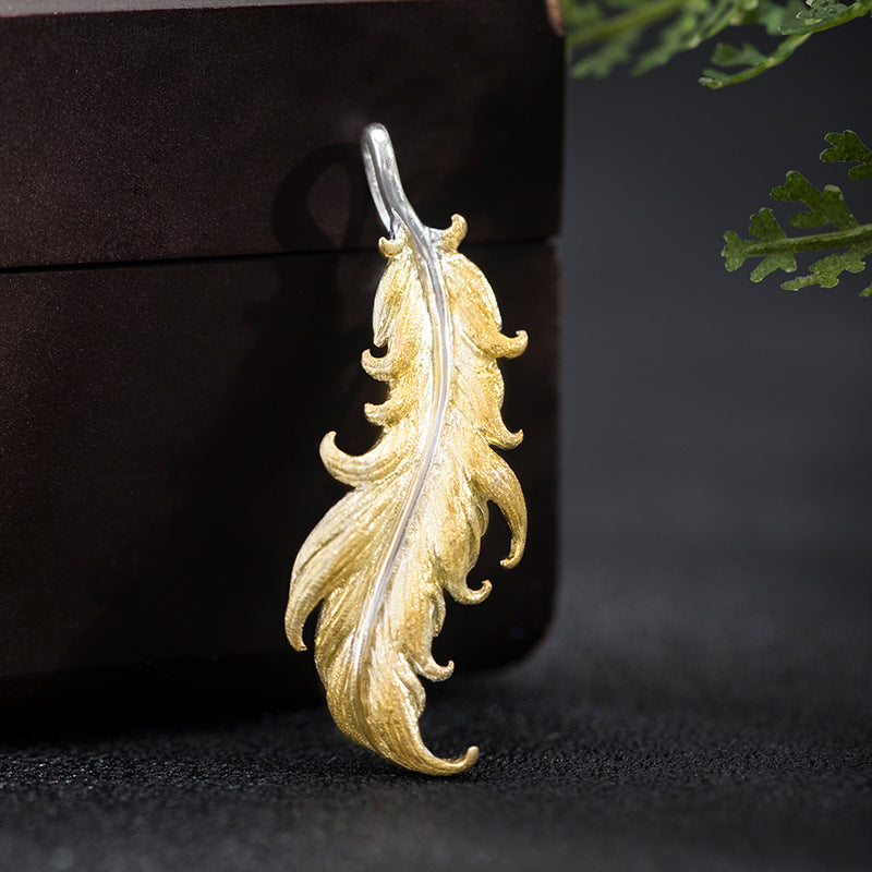 Golden Feather Pendant – Spirit Guardian Charm Necklace