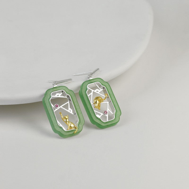 Leaf Drop Earrings Gold Silver Dangle Jewelry