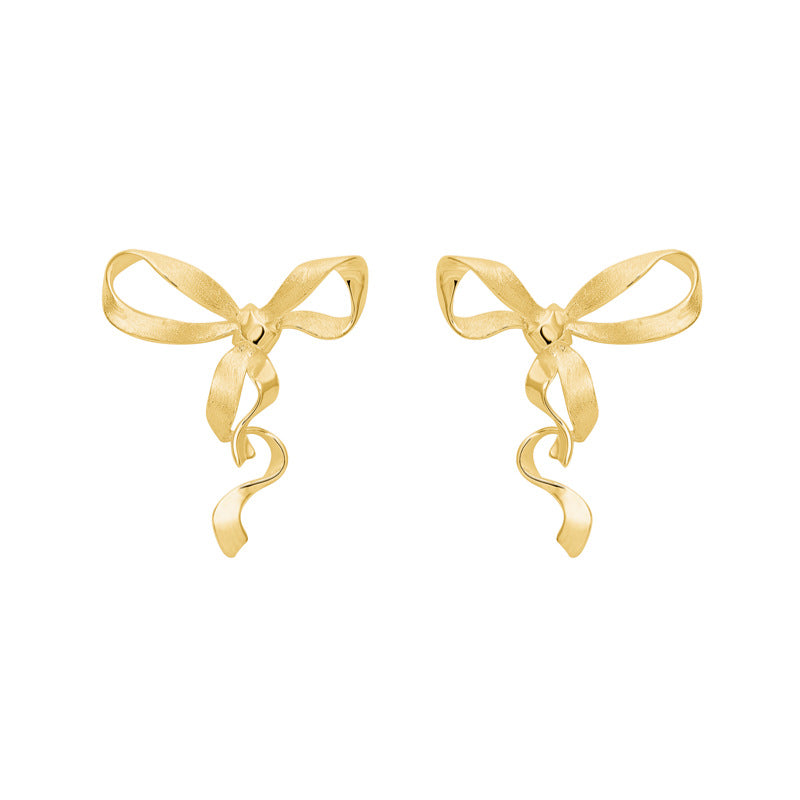 Bow Drop Earrings for Women Gold Silver