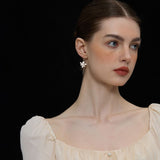 Iris Flower Drop Earrings in Gold or Silver