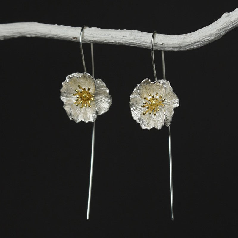 Leaf Drop Earrings Gold Silver Dangle Jewelry