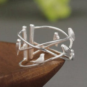 Nature Birds Inspired Gold Statement Ring