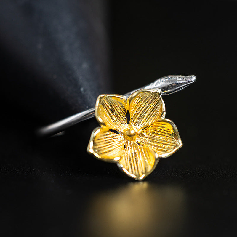 Golden Dawn Flower Ring – Botanical Sunlight Charm