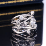 Wide Hammered Gold Ring with Bezel Set Crystals