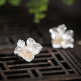 Petal Pearl Stud Earrings for Soft Goddess Serenity