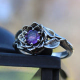 Bohemian Floral Amethyst Ring with Nature Inspired Design
