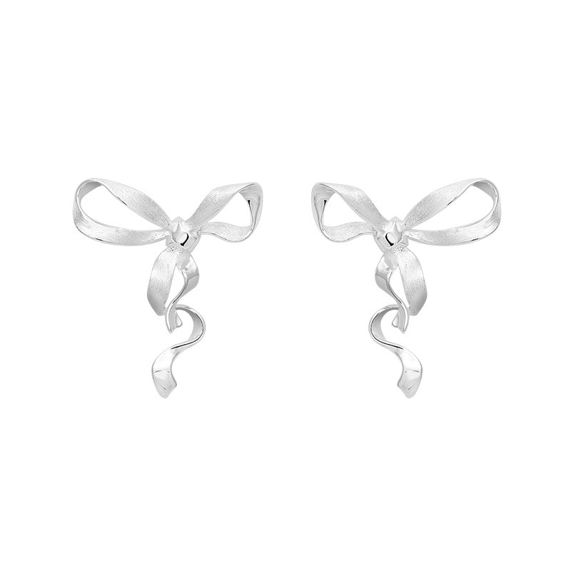 Bow Drop Earrings for Women Gold Silver