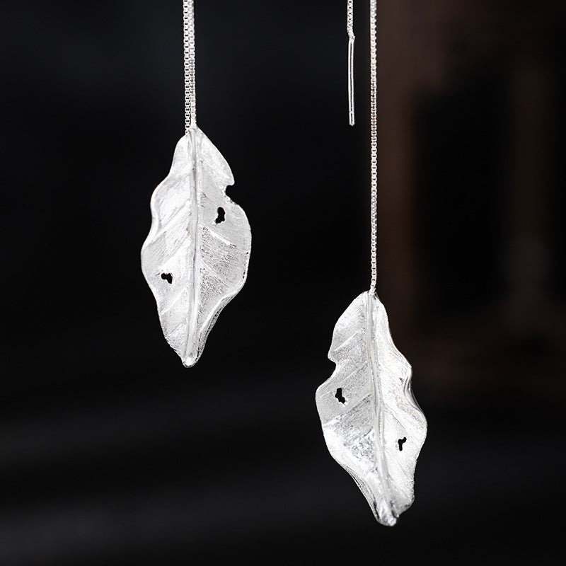 Withered Leaf Threader Earrings – Forest Witch Elegance