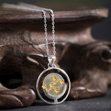 Celestial Blossom Pendant Necklace with Jade and Gold Flowers