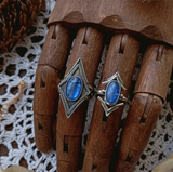 Natural Blue Kyanite Rings in Rustic Arrowhead Frames